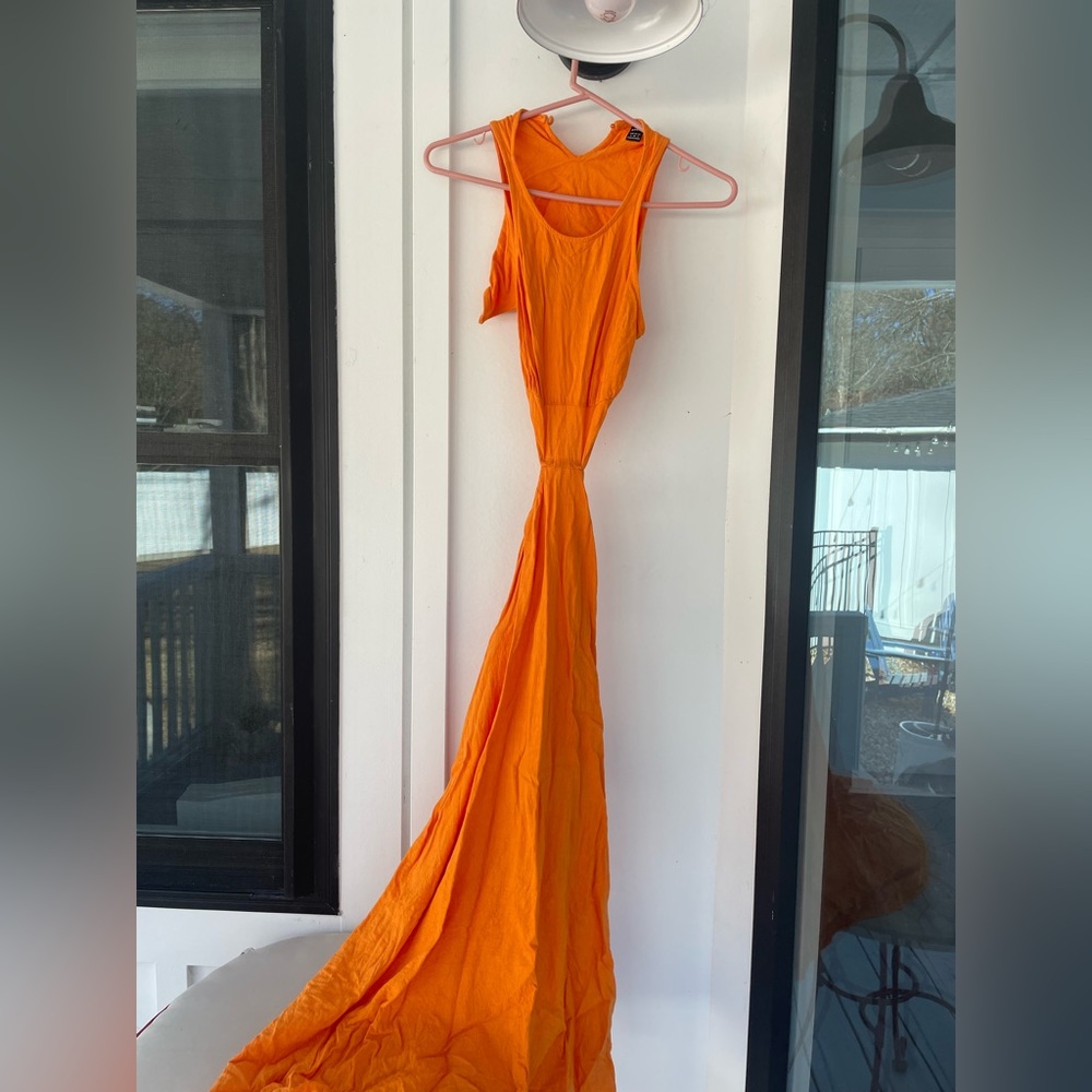 Orange open side maxi dress